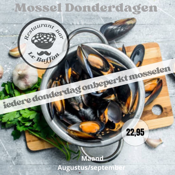 Mosselen eten op de donderdagen bij Le Baffon