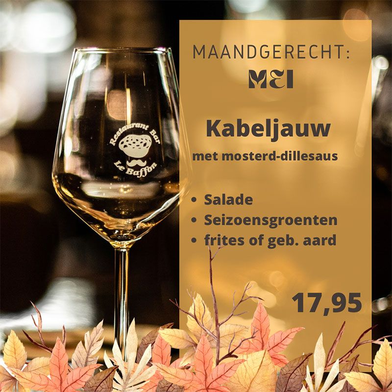 Maandmenu Restaurant Le Baffon Apeldoorn
